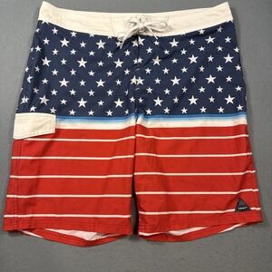 Trinity Trunks Mens 36 Blue Red White Board Swim Shorts Surf Pockets Casual Men